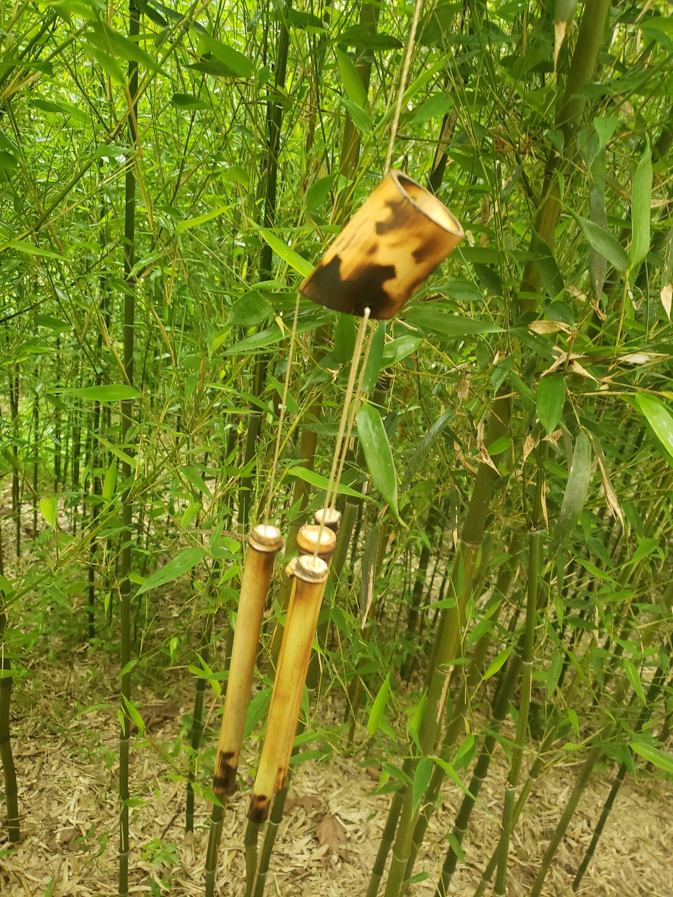 Carillon éolien compact en bambou pour jardin zen, petit ensemble