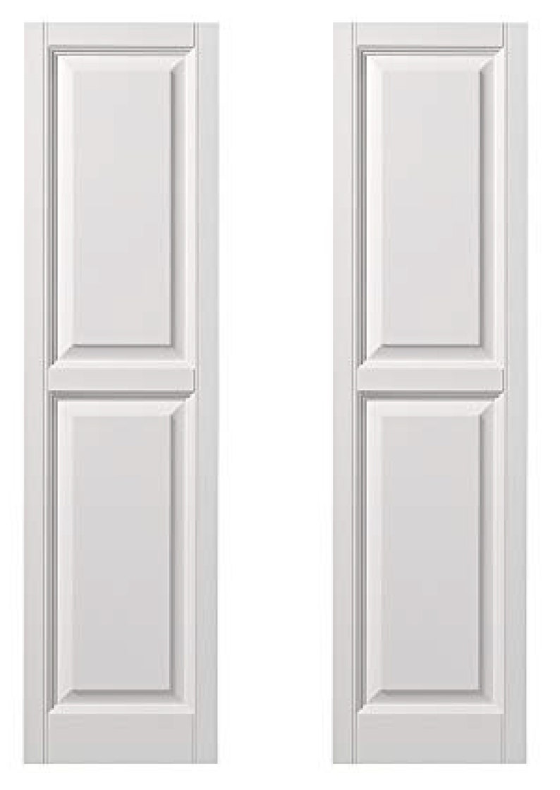 Primed Solid Wood Panel/Panel Exterior Shutters Pair 14x53