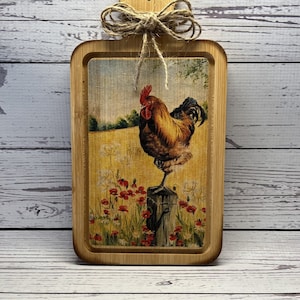 ROOSTER LOVER, Rooster Cutting Board, Wood Cutting Board, Rooster Gift, Rooster Decor, Kitchen Decor, Farmhouse Decor, Wood Board