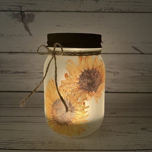 SUNFLOWER LOVER, Sunflower Gift, Sunflower Candle Holder, Mason Jar Decor, Sunflower Luminary, Sunflower Decor, Sunflower Canister,