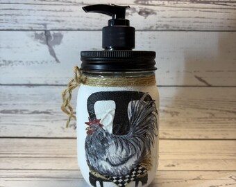 ROOSTER LOVER, Rooster Gift, Roosters, Mason Jars, Glass Storage, Soap Dispenser, Kitchen Decor, Farmhouse Decor, Birthday Gift, Gift Basket