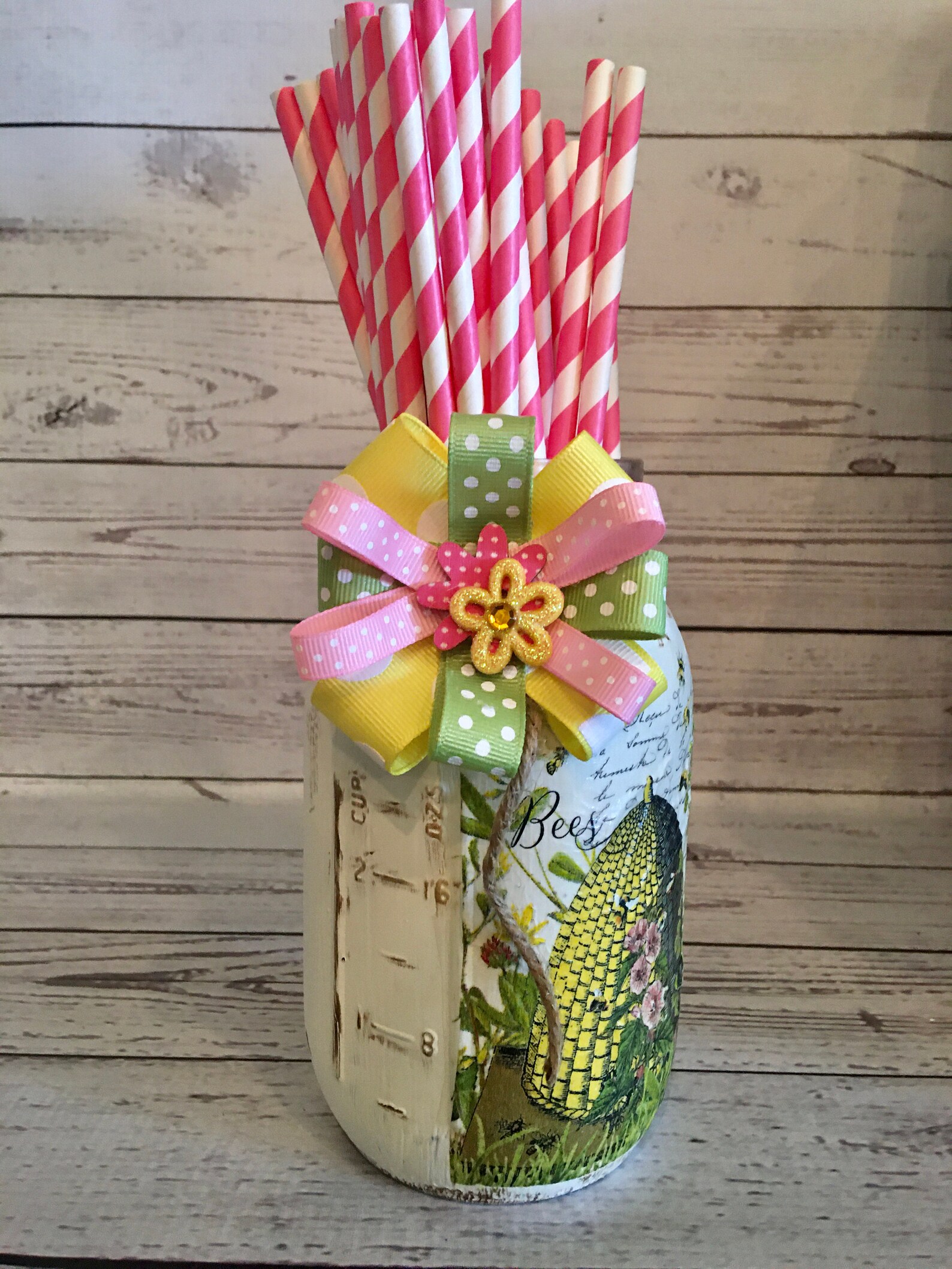 HONEYBEE HOUSE Bee Decor Bee Lovers Glass Container Glass Vase Etsy