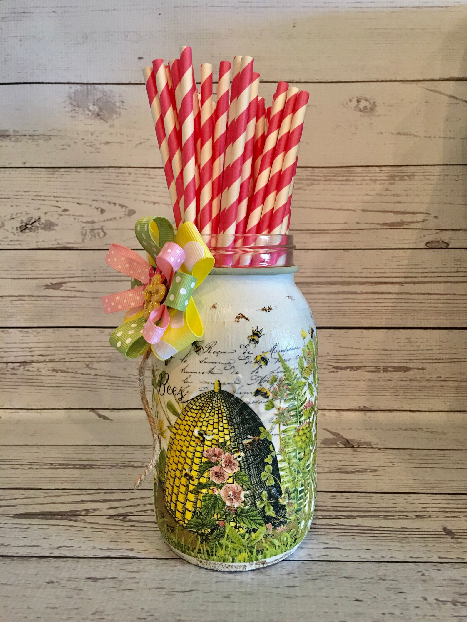 HONEYBEE HOUSE Bee Decor Bee Lovers Glass Container Glass Vase Etsy