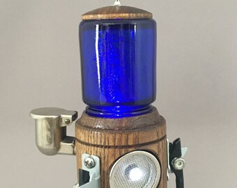 Genuine Houcksville Robot Sculpture #31 (Cobalt glass, Blue and White LEDs)