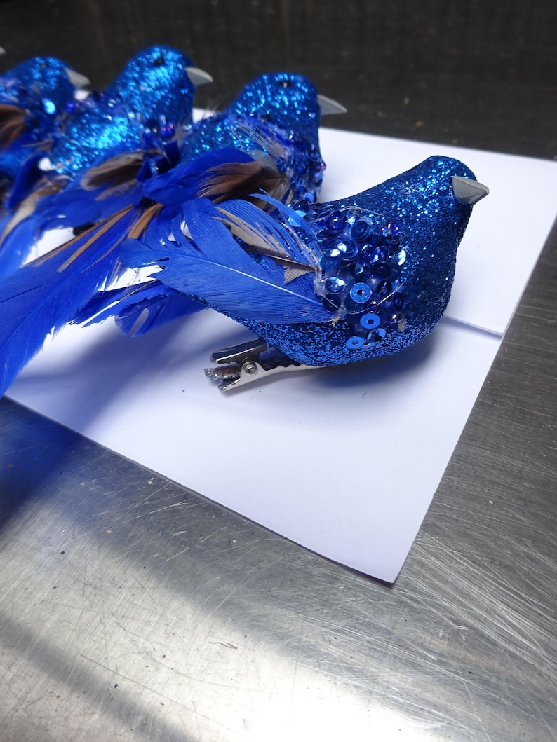 7 X Vintage BLUE BIRD Decorations-vintage Christmas Tree Decorations