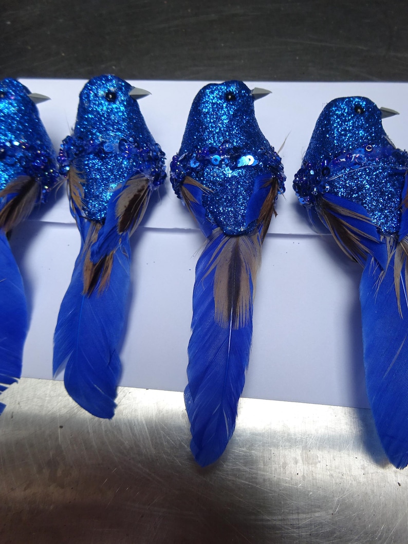 7 X Vintage BLUE BIRD Decorations-vintage Christmas Tree Decorations