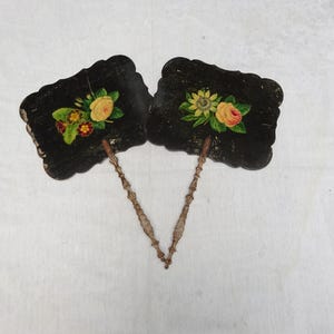 Pair of Antique Victorian Hand Held Face Screens-Antique Fire Screens.