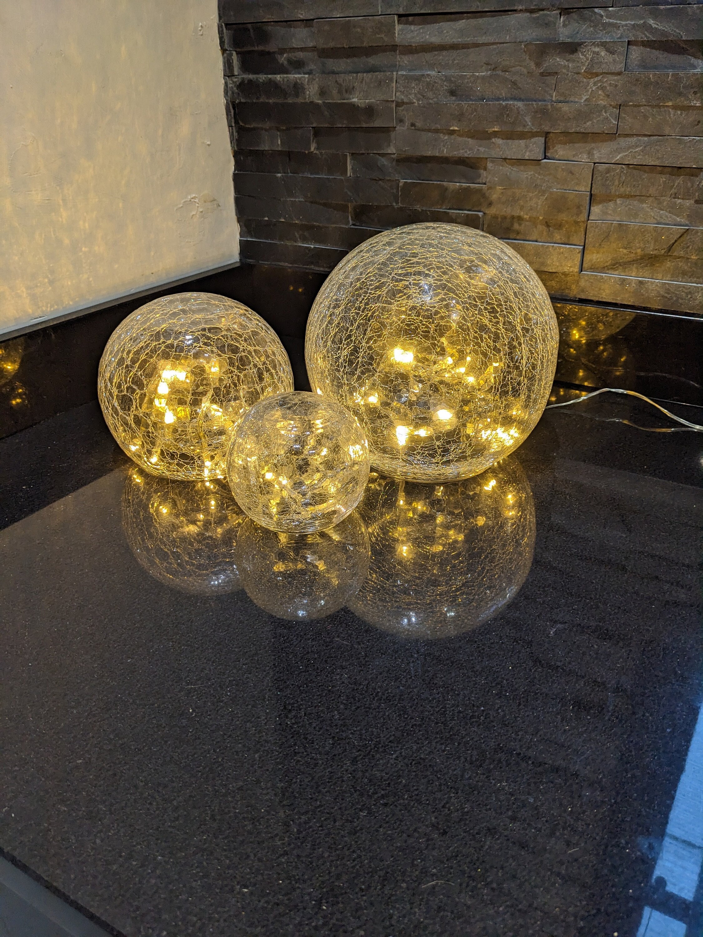 CRACKLE GLASS GLOBES 3 Glass Lights globe Lights. Etsy UK