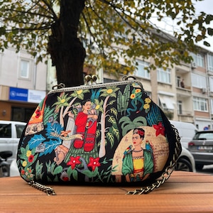 Kisslock bag frida handmade bag