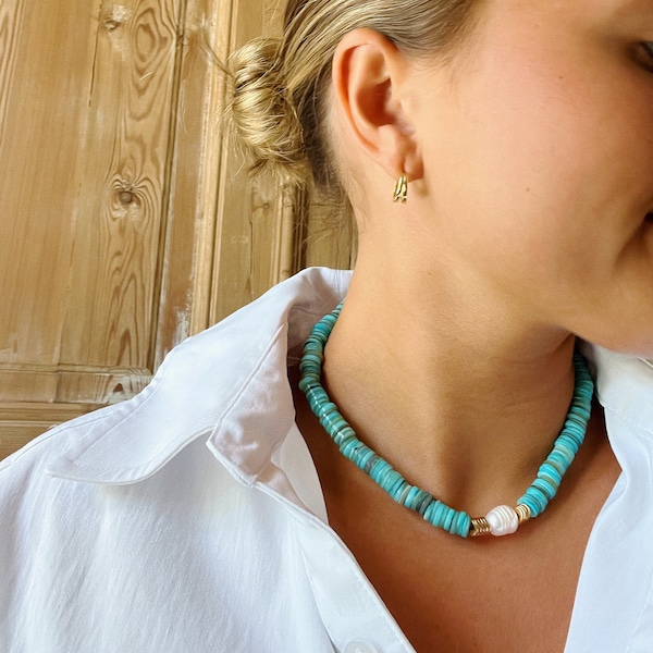 Turquoise Shell Bead Necklace