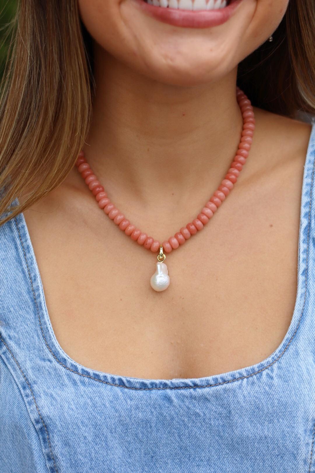 Dusty Rose Rhinestone Dusty Rose Gemstone Necklace (with Removable Pearl Charm) - Etsy