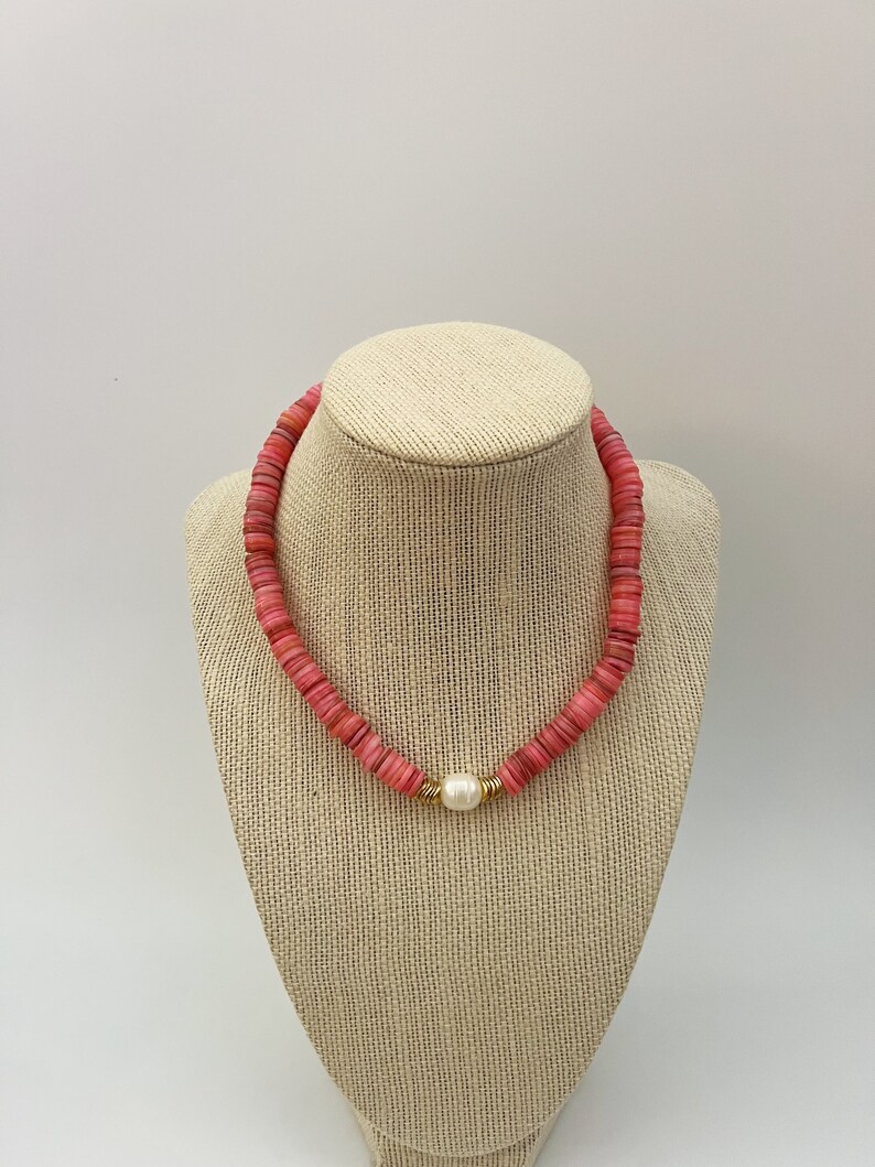 Coral Shell Bead Necklace - Etsy