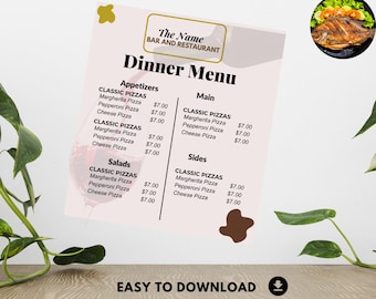 Customizable Digital Diner Menu Templates | Food Menu | Retro Diner | Diner Menu | Fast Food Menu | Digital Menu