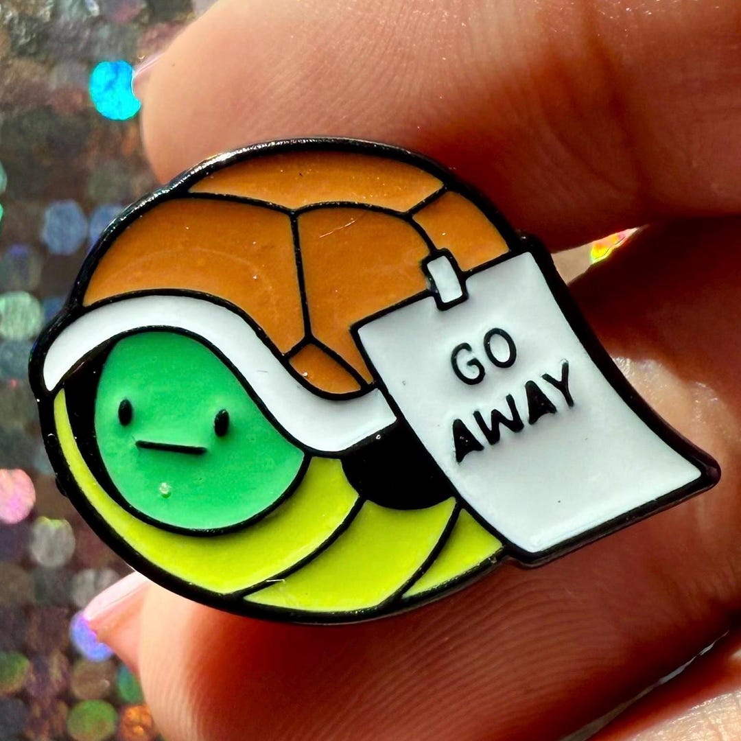 Pin Go Green Turtle Enamel Pin ‘go. Away.’ Sign, Gamer & Kawaii Video Game ...