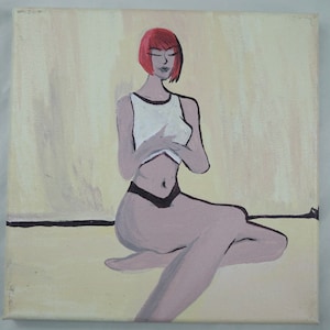 Pink Playboy Girl In Studio Acrylic Painting