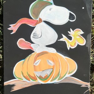 Snoopy on Pumpkin Acrylic Painting