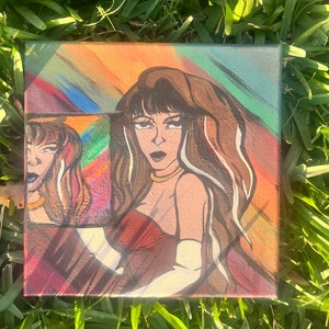 Burgundy Playboy Girl In Studio Acrylic Painting