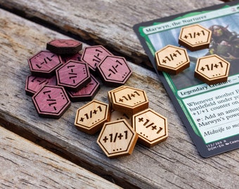 Wooden +1/+1 or -1/-1 Counters for Magic: the Gathering