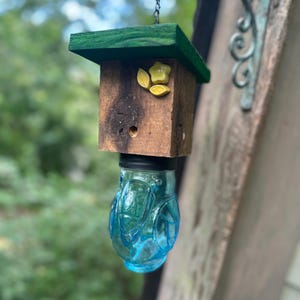 Blue Toucan with Green Roof and Yellow Flowers Carpenter Bee Catcher