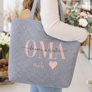 Personalisierte Filztasche für Oma | Geschenk mit Kindernamen | XXL Filz Shopper personalisiert | Geschenk für Mama | Einkaufstasche Filz
