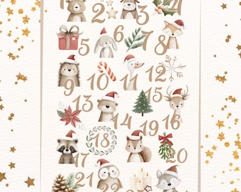 Adventskalender Zahlen zum Aufbügeln, Adventskalender, Bügelbild Zahlen Advent, Bügelbild Weihnachten, Bastel Diy, Kinder Kalender mit Name