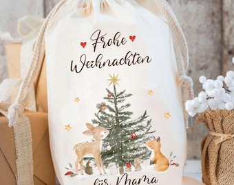 Nikolaussack Kinder personalisiert – Weihnachtsbeutel mit Namen –  Nikolaus Beutel – Geschenkbeutel Kind – Geschenkverpackung Weihnachten