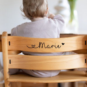 Adesivo adesivo Stokke seggiolone, seggiolone Hauck nome del giocattolo nome personalizzato sedia per bambini nome adesivo targhetta Tripp Trapp bambino
