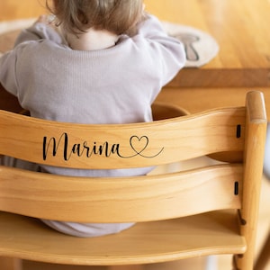 Adesivo adesivo Stokke seggiolone, seggiolone Hauck nome del giocattolo nome personalizzato sedia per bambini nome adesivo targhetta Tripp Trapp bambino