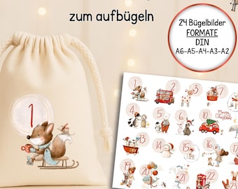 Adventskalender Zahlen zum Aufbügeln, Adventskalender, Bügelbild Zahlen Advent, Bügelbild Weihnachten, Bastel Diy, Kinder Kalender mit Name