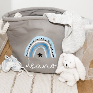 Cestino portaoggetti arcobaleno con nome, scatola per giocattoli, cestino portaoggetti per la cameretta dei bambini, cestino per giocattoli, contenitore per giocattoli, regalo per neonati