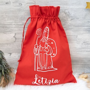 Nikolausbeutel, Weihnachtssäckchen personalisiert mit Name, Nikolausgeschenk, Jutebeutel, Jutetasche, Weihnachtsmann, Nikolausgeschenk Kind