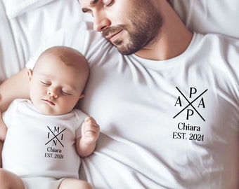 Ensemble personnalisé de t-shirt papa et de body pour bébé, tenue de bébé papa assortie, cadeau pour la fête des pères, ensemble assorti enfant papa, tenue familiale