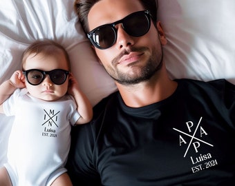 Personalisiertes Papa T-Shirt und Baby Body Set,  Passendes Papa Baby Outfit, Geschenk für Vatertag,  Papa Kind Matching Set, Familienoutfit