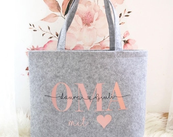 Personalized Mom Bag | Felt Bag with Name | Gift for Mom | Personalized XXL Shopper | Felt Mom Bag | Grandma Gift