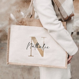 Jutetasche mit Name und Initial, Mama Tasche , Geschenksidee, personalisierte Jutetasche, Weihnachtsgeschenk, Geschenkstasche Shopper Bag