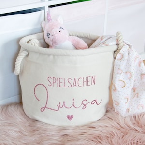 Aufbewahrungskorb Spielsachen mit Name personalisiert, Spielzeugkiste, Spielzeugaufbewahrung, Geschenke für Kinder, Kinderzimmer Deko
