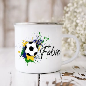 Personalized mug with football | Mug with name | Coffee mug | School enrollment graduation | Ceramic mug | Enamel | Back to school gifts