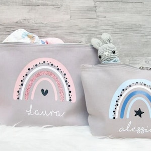Windeltasche, Wickeltasche, Kulturbeutel, Windelkeeeper, Baby Bag personalisiert mit Namen, Kosmetiktasche für Kinder, Weihnachtsgeschenk