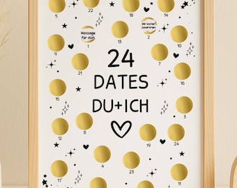 Scratch-off Advent calendar for couples – 24 dates for you and me | Romantic Christmas gift for wife, partner, couples, DIY calendar