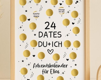 Advent Calendar for Girlfriend Scratch-Off – 24 Dates You + Me | Romantic Christmas Gift for Wife, Partner, Couples, DIY Calendar
