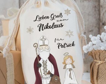 Nikolaussack Kinder personalisiert – Weihnachtsbeutel mit Namen – Nachhaltiger Nikolaus Beutel Stoff – Geschenkbeutel für Weihnachten