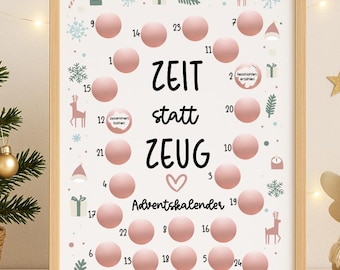 Scratch-off Advent calendar: Time instead of stuff – personalized A4 DIY calendar with 24 messages | Gift idea for girlfriend, mom, partner