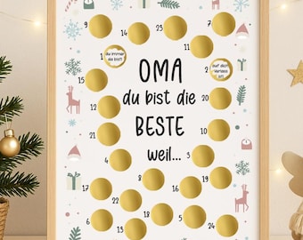 Scratch-off Advent calendar for grandma | DIY Christmas gift idea | A4 cardboard + 24 scratch-off stickers for writing on