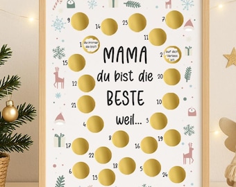 Scratch-off Advent calendar for mom | DIY Christmas gift idea | A4 cardboard + 24 scratch-off stickers for writing on