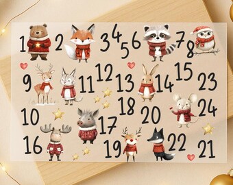 Adventskalender Zahlen zum Aufbügeln, Adventskalender, Bügelbild Zahlen Advent, Bügelbild Weihnachten, Bastel Diy, Kinder Kalender mit Name