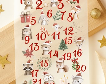 Adventskalender Zahlen zum Aufbügeln, Adventskalender, Bügelbild Zahlen Advent, Bügelbild Weihnachten, Bastel Diy, Kinder Kalender mit Name