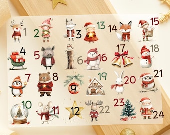 Advent calendar numbers to iron on, Advent calendar, iron-on number Advent, iron-on Christmas, DIY craft, children's calendar with name