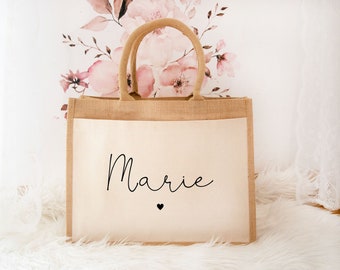 Sacola de juta, bolsa de mãe, ideia de presente, sacola de juta personalizada, presentes individuais, sacola de juta, sacola de presente com nome