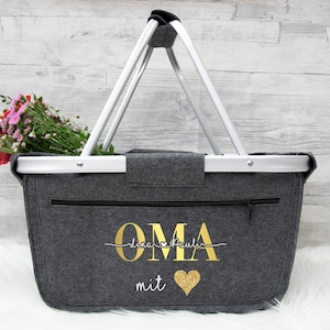 Einkaufskorb personalisiert, Filzkorb, Shopper, Einkaufstasche, Muttertagsgeschenk, Weihnachtsgeschenk für Oma, personalisiertes Geschenk