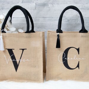 Jute bag with name and initial, mom bag, gift idea, personalized jute bag, Christmas gift, gift bag